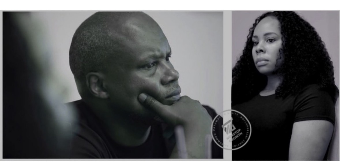 Black and white portraits of Marcel McDaniel and Mia McDaniel of Non Stop Growth.
